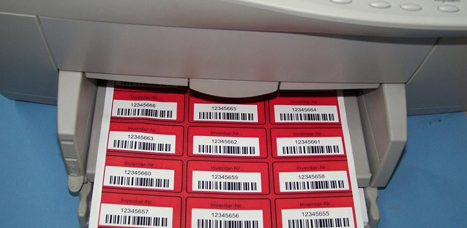 Barcodeetiketten auf einem Bogen