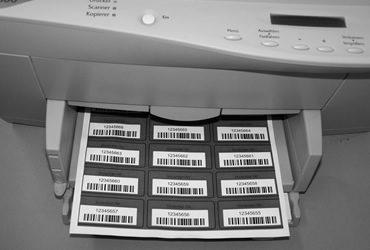 Barcodeetiketten als Bogenware, die individuell bederuckt werden können